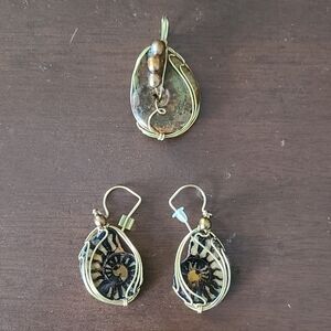 Ammonite‎ Earrings And Pendant Set